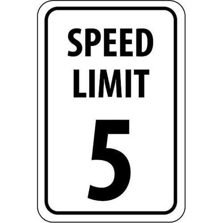 NATIONAL MARKER CO NMC Traffic Sign, 5 MPH Speed Limit Sign, 18 X 12, White/Black,  TM17G